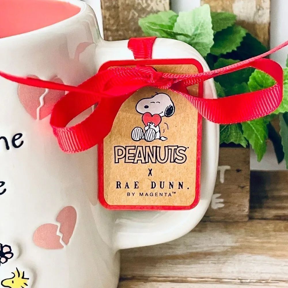 NWT Gorgeous Rae Dunn Peanuts It's either the flu or love Double Sided Pink Mug - Picture 15 of 16